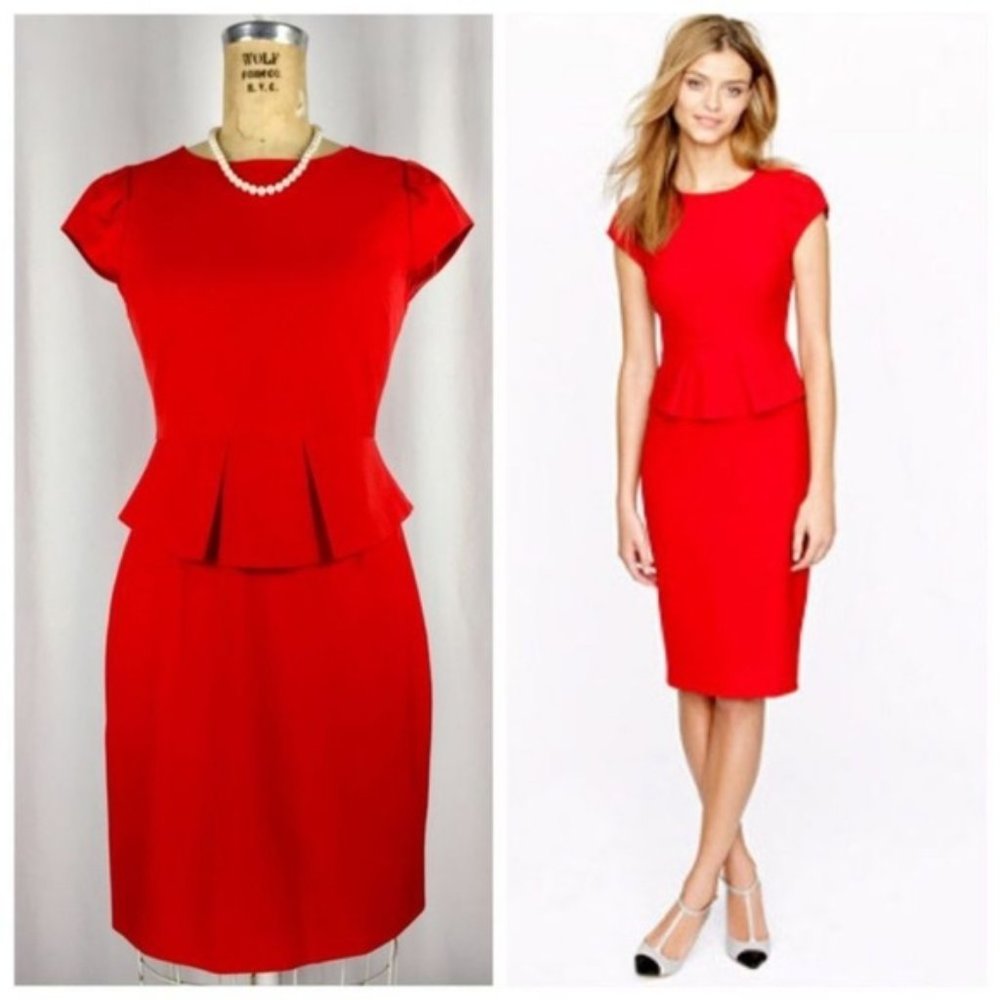 J.Crew Red Peplum Work Dress